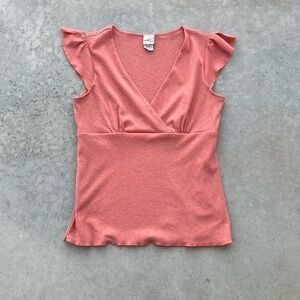 Vintage Y2K Peach Coral Pink Wrap Top